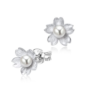 Cherry Blossom Pearl Silver Ear Stud STS-3387